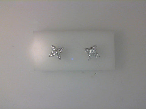 Lady's White 18 Karat Stud Earrings With 1.2ctw Round Diamonds