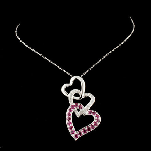 1.00 ct Ruby Hearts Ladies Necklace