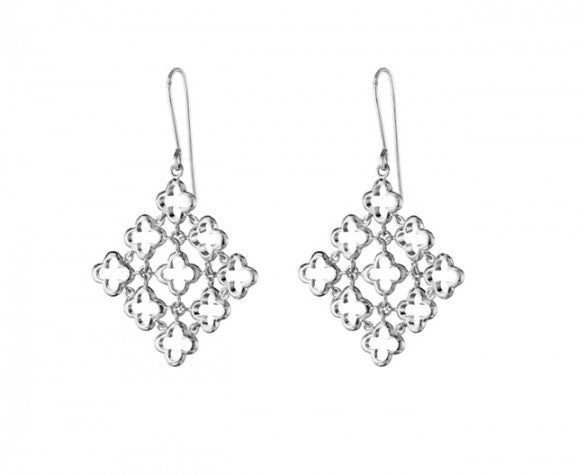 Quatrefoil Chandelier Sterling Silver Earrings on Silver Earwire