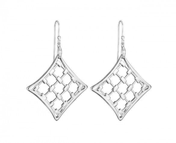 Veneto Drop Earrings in Sterling Silver on silver earwire with 1 3/4 inch drop