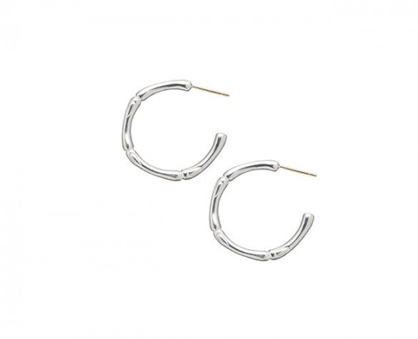 Small Slender Hoops in Sterling Silver with 14K posts