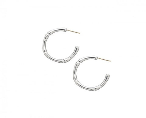 Small Slender Hoops in Sterling Silver with 14K posts