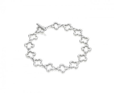 8 Inch Quatrefoil Link Bracelet in Sterling Silver with Toggle Closure