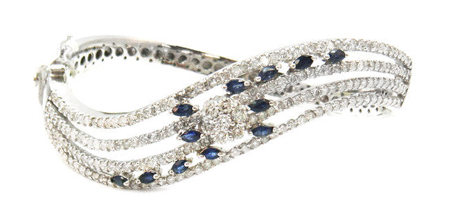 14KWG 1.28ct.tw Blue Sapphire 4.33ctw Diamond Bangle