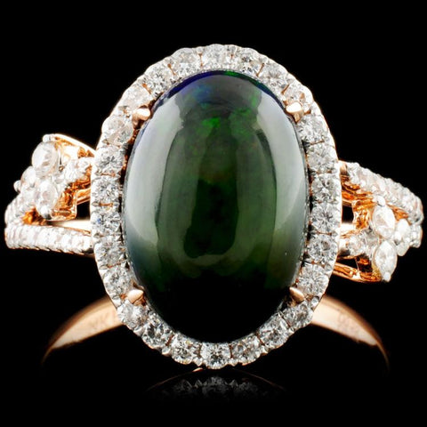 14K Rose Gold 2.00ct Opal and 0.55ctw Diamond Ring