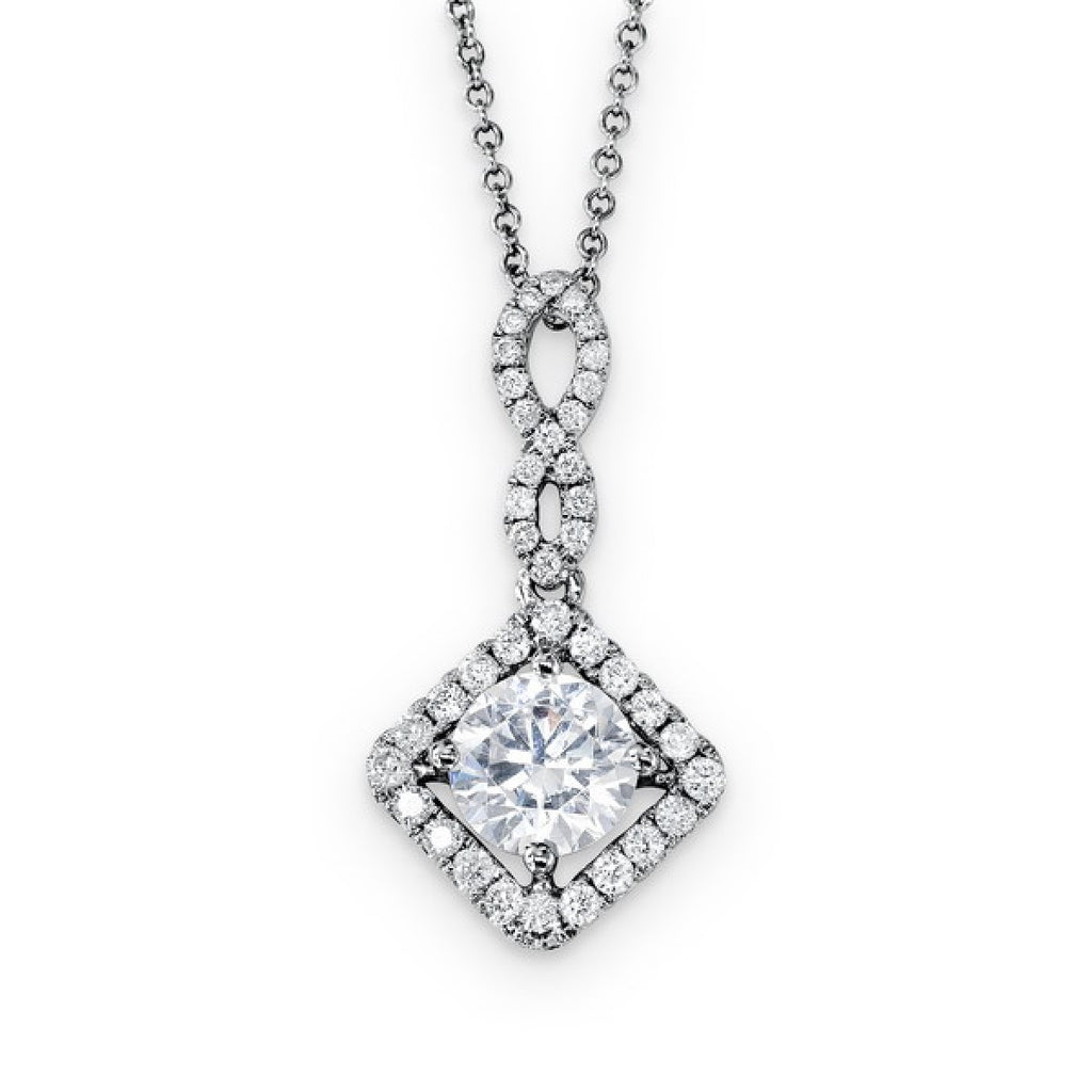 18KW Diamond Round within Square Pendant 0.29 ctw