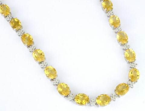 66.37 cts Citrine and 3.24 cts Colorless Topaz Sterling Silver Ladies Necklace by Orianne