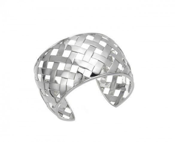 1 1/2 Inch Classic Weave Cuff in Sterling Silver