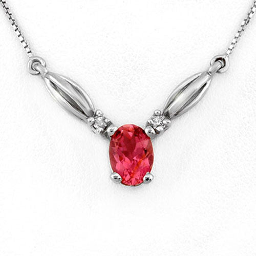 pink tourmaline and diamond white gold necklace