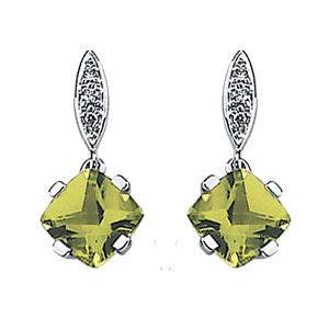 14KW Peridot and .04 CTW Diamond Drop Earrings