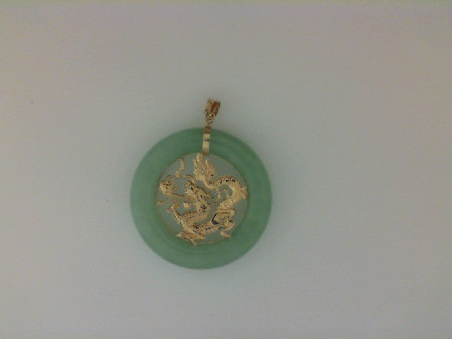 Jade Pendant with 14K Yellow Gold Dragon and Bale – Couleurs