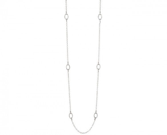 Sterling Silver Small Chain Link Bamboo Necklace in 42 inch