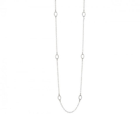 Sterling Silver Small Chain Link Bamboo Necklace in 42 inch