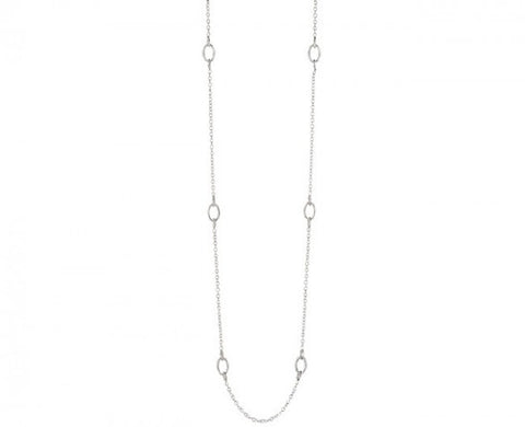 Sterling Silver Small Chain Link Bamboo Necklace in 42 inch