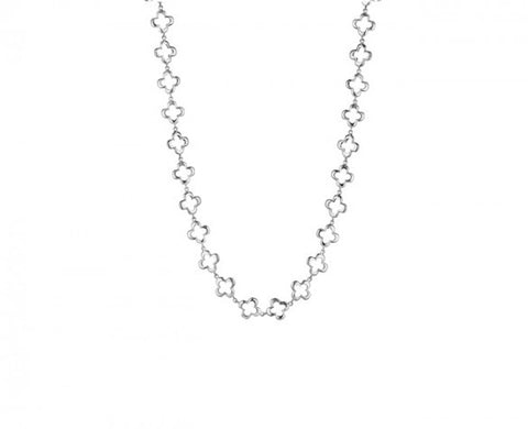 17 Inch Necklace in Sterling Silver with Quatrefoil links and toggle closure