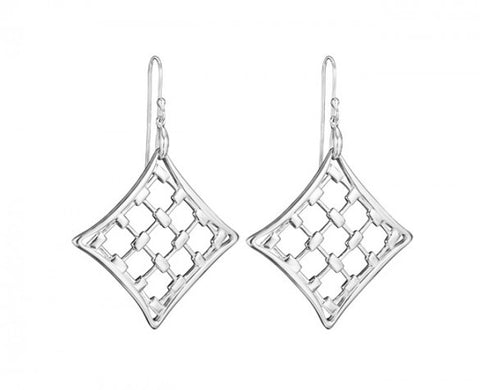 Veneto Drop Earrings in Sterling Silver on silver earwire with 1 3/4 inch drop