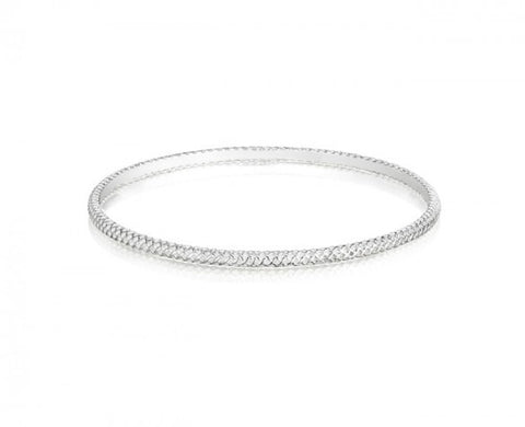 Round 3mm Burlap Textured Bangle in Sterling Silver