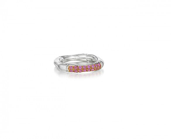 NICOLE LANDAW PAIR OF 14K NESTING HEWN STACKING RINGS WITH PAVE DIAMON
