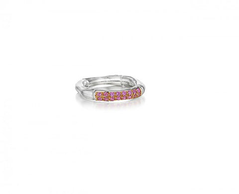 3mm Stacking Ring in Sterling Silver with pink Pave Sapphires