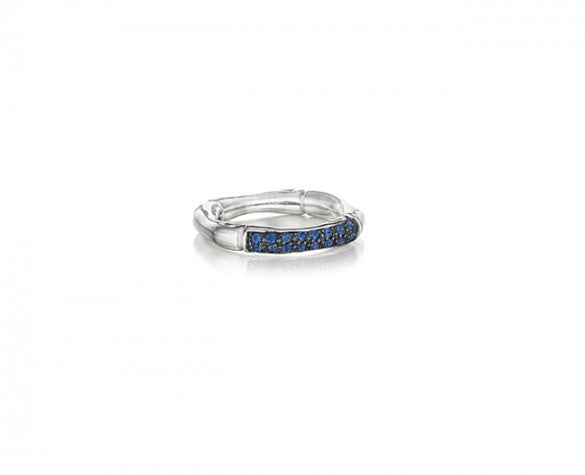 3mm Stacking Ring in Sterling Silver with Blue Pave Sapphires