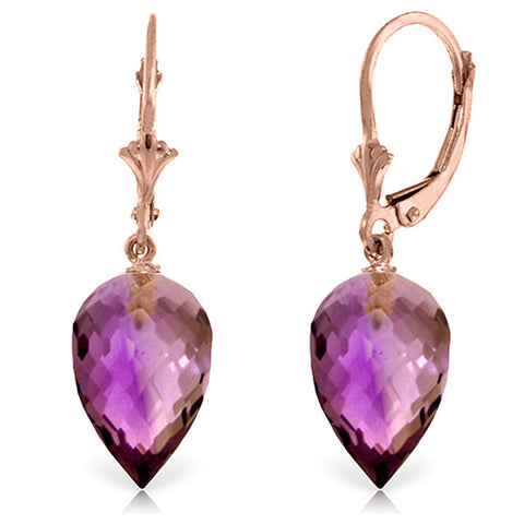 14KR 19 ctw Drop Briolette Amethyst Earrings