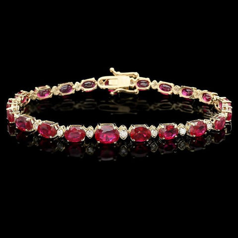 14KYG 17ct Ruby 0.75 Diamond Bracelet