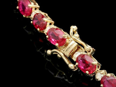 14KYG 17ct Ruby 0.75 Diamond Bracelet