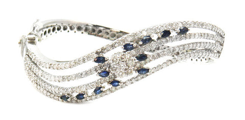 Pave Set Diamond Bangle Bracelet in 18k White Gold (4.50ct. tw.)