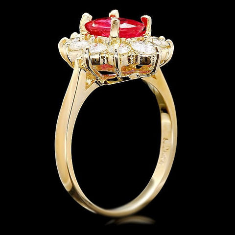 14K Yellow Gold 1.50ct Ruby 1.10ct Diamond Ring