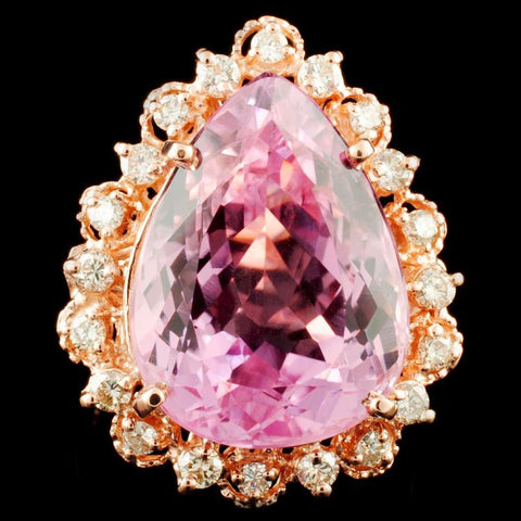 18.48 ct Kunzite and 0.68 ctw Diamond 14K Rose Gold Ladies Ring