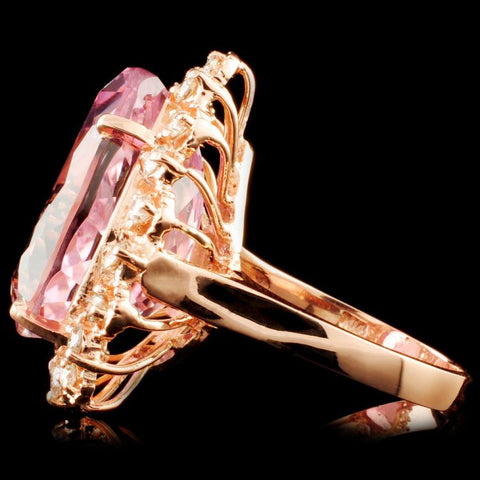 kunzite and diamond ring rose gold