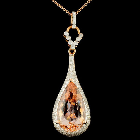 18K Gold 5.79ct Morganite & 1.02ctw Diamond Pendant