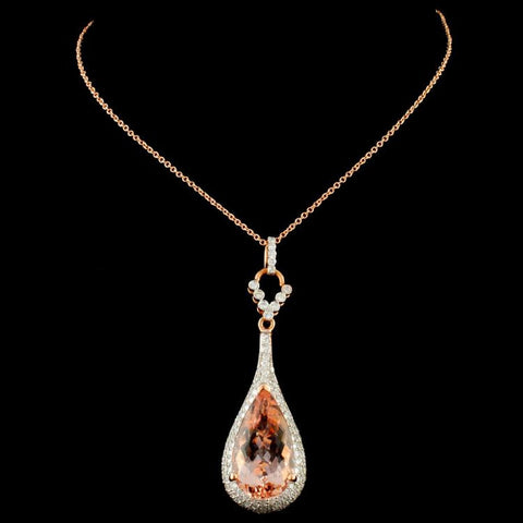 18K Gold 5.79ct Morganite & 1.02ctw Diamond Pendant