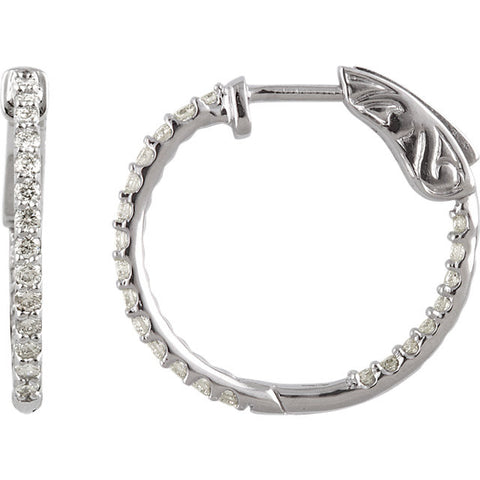 14KW 1/2 ctw Inside/Outside Diamond Hoop Earrings I1 H+