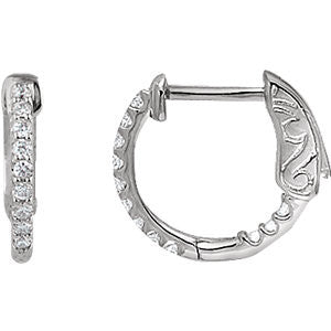14KW 1/4 ctw Inside/Outside Diamond Hoop Earrings I1 H+