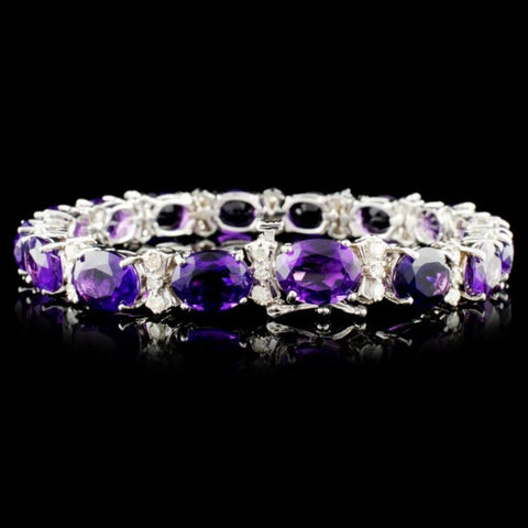 14K 26.60ctw Amethyst and 1.12ctw Diamond Bracelet