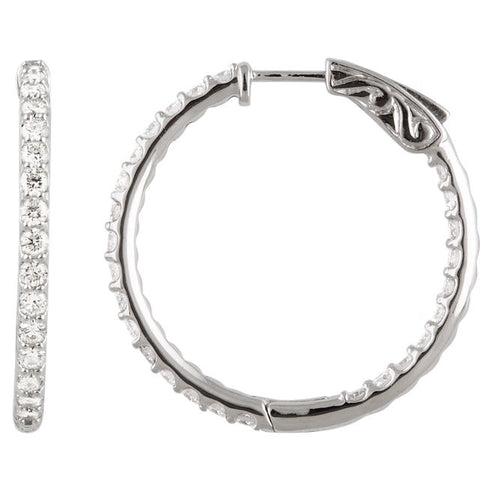 SS CZ 2 ctw Inside/Outside Prototype Hoop Earrings