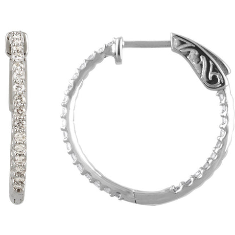 14KW 3/4 ctw Inside/Outside Diamond Hoop Earrings I1 H+