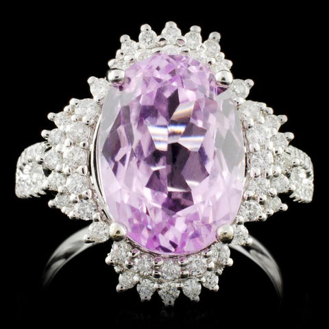 5.02 ct Kunzite and 0.69 ctw Diamond 14K White Gold Ladies Ring by Michael Christoff