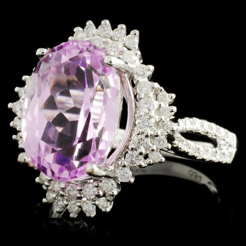 5.02 ct Kunzite and 0.69 ctw Diamond 14K White Gold Ring by Michael Christoff