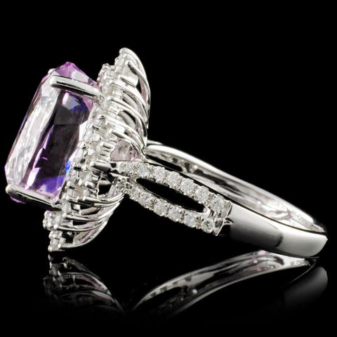 5.02 ct Kunzite and 0.69 ctw Diamond 14K White Gold Ring by Michael Christoff