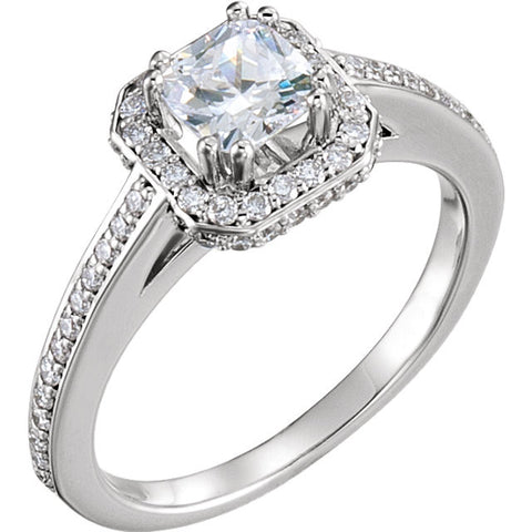 14K White Gold Engagment Ring 1/2ct center princess-cut diamond with 1/3ct accent diamonds.