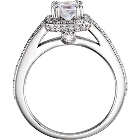 14K White Gold Engagment Ring 1/2ct center princess-cut diamond with 1/3ct accent diamonds.