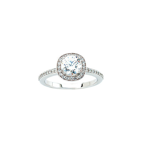 14K White Gold Engagment Ring 1.0ct center princess-cut diamond with 1/5ct accent diamonds.