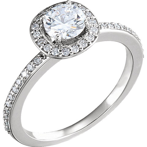 14K White Gold Engagment Ring 1.0ct center princess-cut diamond with 1/5ct accent diamonds.