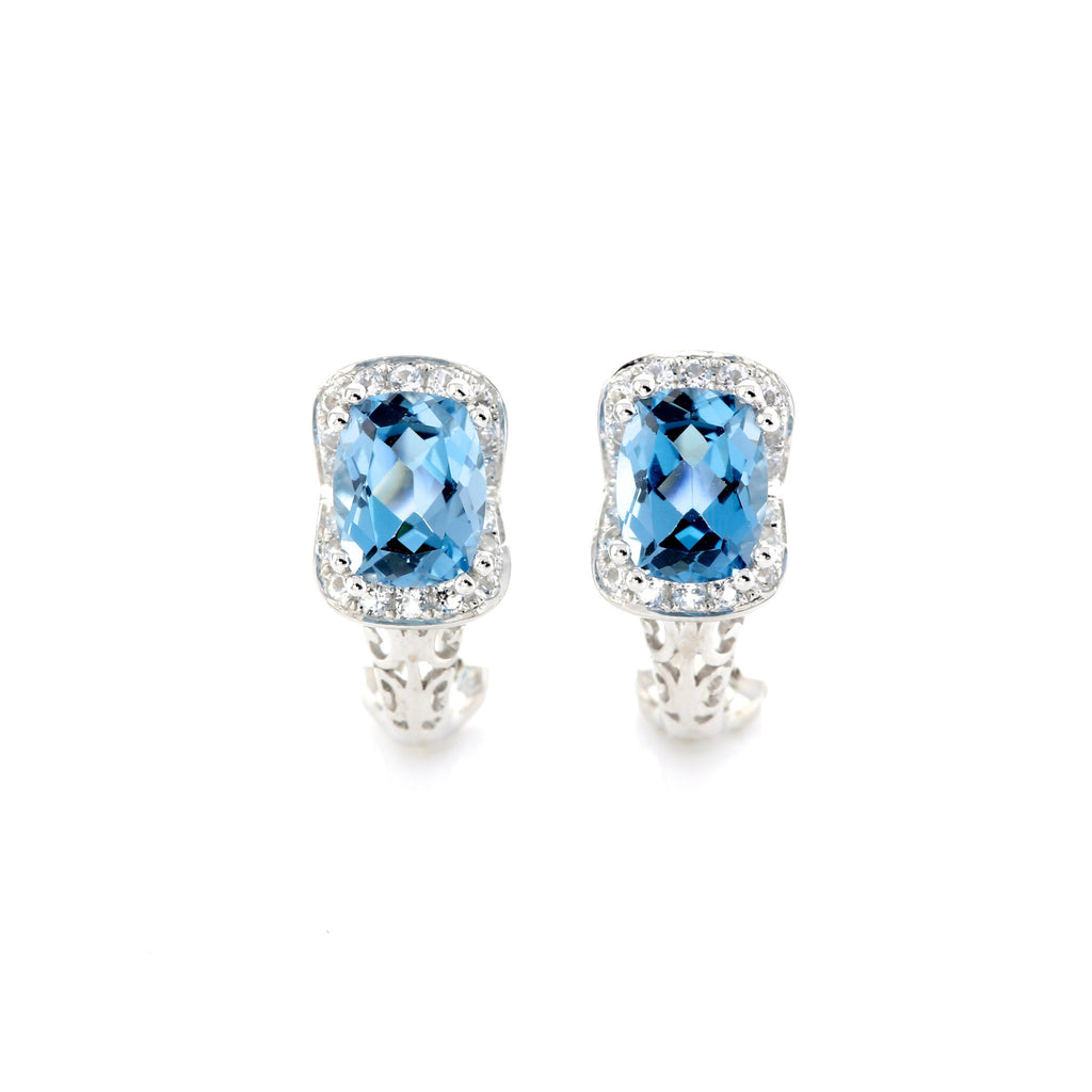 14KW 5.07ct blue topaz and 0.62ct diamond earrings