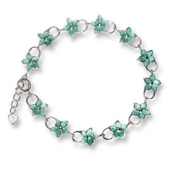 Vitreous Enamel on Sterling Silver Stephanotis Bracelet-Turquoise.