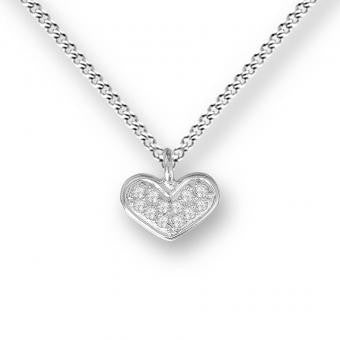 Sterling Silver Heart Necklace. Set with White Sapphires. 