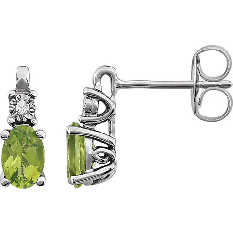 14KW Peridot  and 0.02 CTW Diamond Accented Earrings