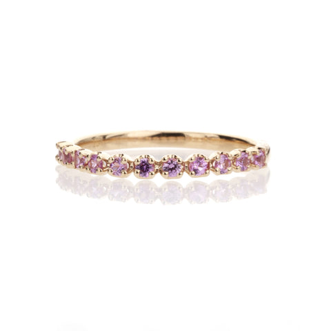 0.30ct pink sapphire band set in warm 14K rose gold